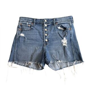 Gap Women's Demin Shorts Distressed Button Fly 3.5" Inseam Raw Hem Size 30
